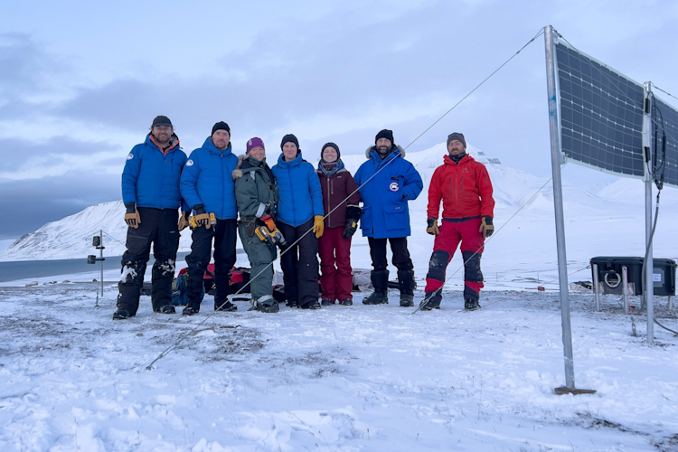 The Polar Bears International research team in the field in Svalbard for the maternal den cam study