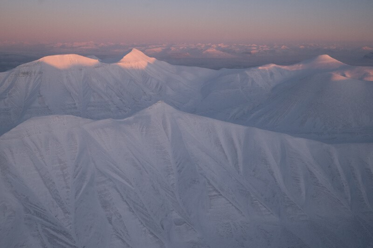 Snow-covered mountain in Svalbard