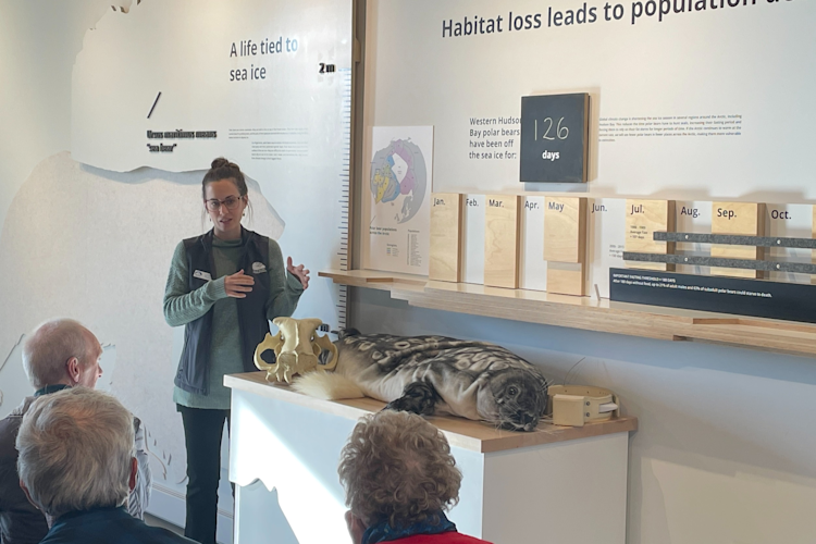 Field Ambassador Larissa Thelin speaks with guests in the PBI House